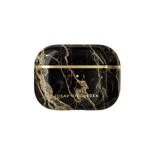 IDEAL OF SWEDEN AirPods-skal för AirPods Pro. Skyddande skal för AirPods Pro. Kompatibelt med Qi-laddare. Laddning med LED-indikator (Golden Smoke Marble)