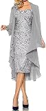 Mother of The Bride Dresses for Wedding Plus Size Jacket Chiffon Dresses for Women 2023 Silver