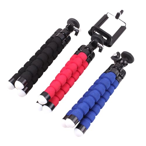 SEWACC 3 pezzi Treppiede Flessibile Gambe con Supporto per Smartphone e Nero Rosso e Blu per Selfie e Viaggi