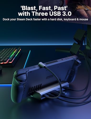 image for JSAUX Docking Station & 65W Charger for Steam Deck, 6-in-1 Steam Deck 