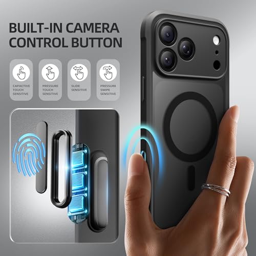 BERFY for iPhone 17 Pro Case, Compatible with MagSafe, Built-in Privacy Screen Protector, Camera Protection, Shockproof Full Body Phone Case 6.3", Translucent Black by BERFY - Image 6