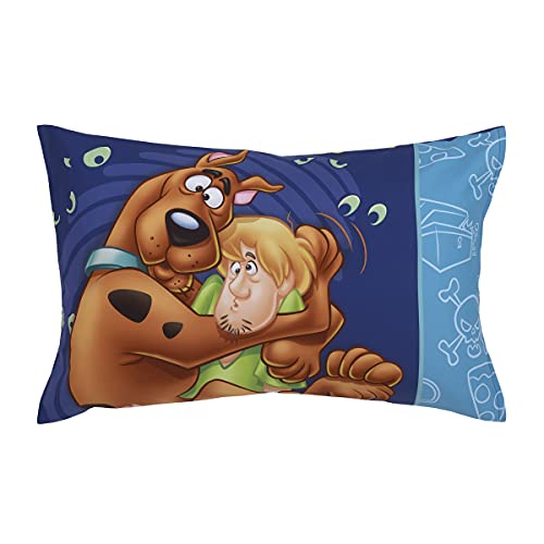 Everything Kids Scooby Doo - Scooby Dooby Doo Blue, Green, Brown & Orange 4Piece Toddler Bed Set - Comforter, Fitted Bottom Sheet, Flat Top Sheet, & Reversible Pillowcase, Blue, Green, Brown, Orange #TOP5
