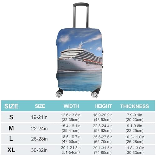 Seaside Cruise Ship Luggage Cover, Elastic Luggage Protector Fits 19-32in Suitcases, Washable & Anti-Scratch Suitcase Cover for Men Women M2