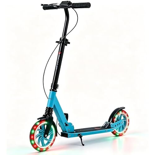 GYMAX Kick Scooter for Teens & Adults 8+, 8” Light-up Wheels 220lbs