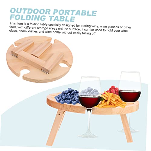 Table pliante ronde avec support vin pour camping portable - 8
