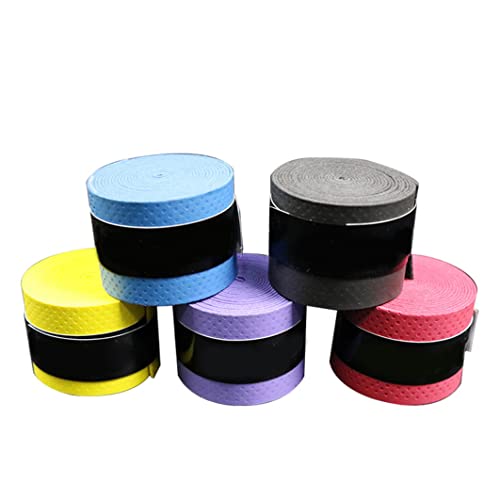 Ohomr Grip de Raquette, Tennis Badminton Raquette Anti-Slip Absorbant Bande de poignée pour Pneu-Tennis Badminton Raquette Vélo Assortiment Couleur-5pcs Swew Bandeau Cover