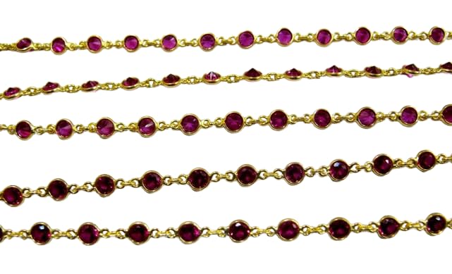 92.5% Sterling Silver chain Ruby Bezel Connector Chain Round Coin Shape 4mm Size Chain Sold Per Foot-image-23