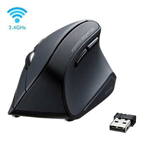SANWA (Japan Brand) 2.4Ghz Wireless Vertical Ergonomic Mouse, Blue LED Optical Computer Mice