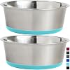 GORILLA GRIP Set of 2 Dog Bowls Heavy Duty Metal Food and Water Bowl for Feeding Dogs and Cat Dishwasher Safe Rust Resistant Stainless Steel BPA Free Rubber Base Holds 2 Cups 16 fl oz Turquoise