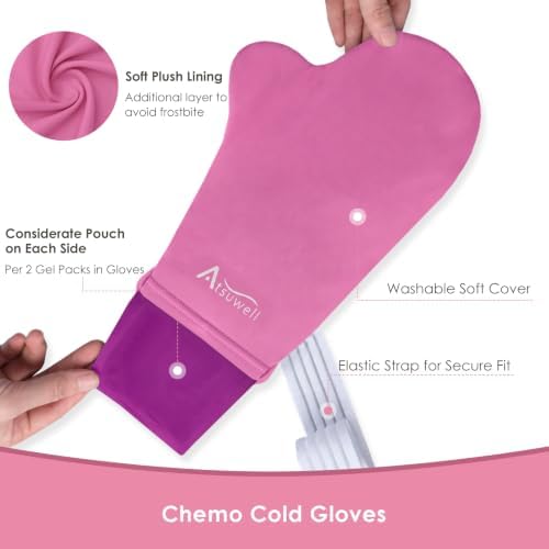 Atsuwell Chemo Ice Gloves & Socks for Neuropathy Tingling, Deep Pink, S/M — 사진 4