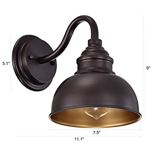 Image of Farmhouse Vanity Wall Sconce, Industrial Gooseneck Barn Light Fixture, Oil Rubbed Bronze Wall Lamps for Bedroom, Bathroom, Hallway, Living Room, Reading Room