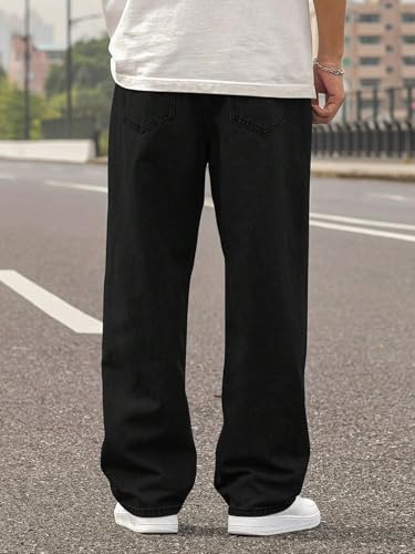 Image of London Hills Men's Relaxed Fit Baggy Jeans | Streetwear Style Loose Denim Pants for Casual Wear | Comfortable Cotton Blend Jeans with Trendy Wide Leg Fit