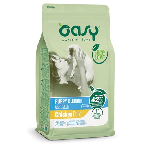 Oasy Alimento Secco per Cane Puppy & Junior Medium 12Kg, Multicolore, Unica