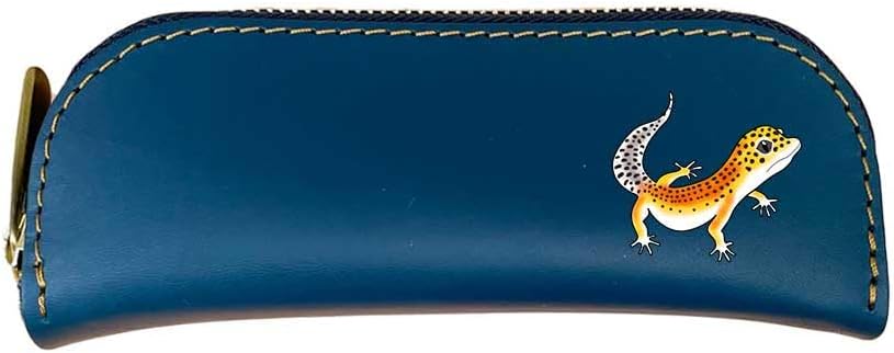 Amazon.co.jp: Fave ヒョウモントカゲモドキ 牛本革 ペンケース ブルー