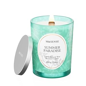 M&SENSE Summer Paradise Large Soy Scented Candles Gifts for Women Men 510g 100 Hours Organic Non Toxic Candle for Home Decor Friend Wooden Wick Summer Aromatherapy Candle for Stress Relief