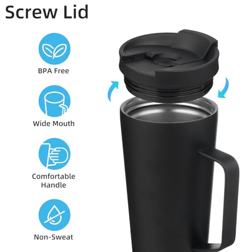 Image of Konokyo 22 oz Insulated Tumbler with Handle & Straw, Stainless Steel Mug