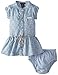 Calvin Klein Baby Girls' Blue Denim Dress with Yellow Flowers Print