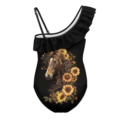 Image of Girls One Piece Swimsuits Size 3-14 Trendy Ruffle Bathing Suit Casual Hawaiian Summer Beach Swimwear