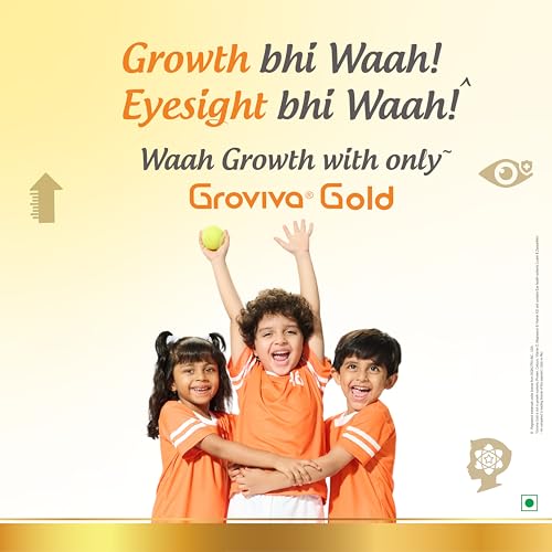 Image of Groviva Gold Milk Protein Powder for Kids | 2-6 Years | 400g Chocolate Jar| 46 Nutrients | Growth & Digestive Nutrients | Supports Physical Growth, Brain Development, Immunity & Eye Health