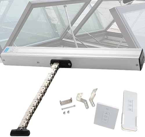 24V Electric Window Opener Actuator with Remote Control & Switch, 600N Greenhouse Opener for Casement & Skylights, Adjustable Stroke 300-1000mm, Home Anti-Theft Solution