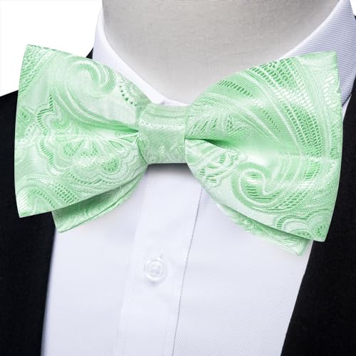 Set de corbata de moño preatado, pañuelo y gemelos de seda miniatura 4