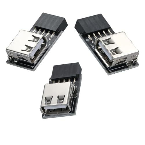Sintech 3PCS 9Pin/10Pin to USB 2.0 Type A Adapter,USB 9pin Front Panel Header Converter
