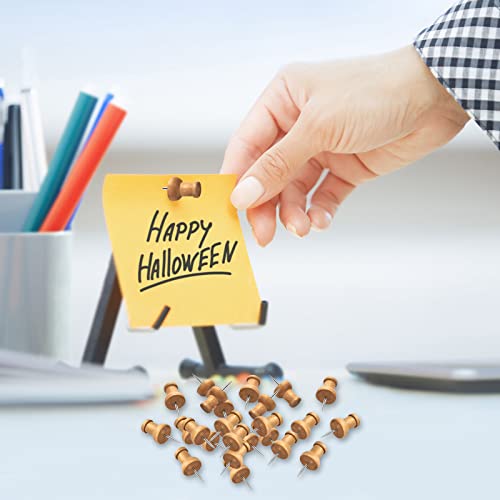 image for Dorbetar 40Pcs Wood Push Pins, Thumb Tacks for Decorative, Wooden Pins