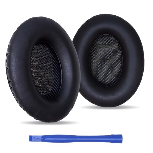Replacement Ear Pads for Bose QC35 / QC35 II Headphones, Soft Protein Skin Earpads, High-Density Foam for Cushioning, Thickened Ear Cushions with Crowbar(Black)