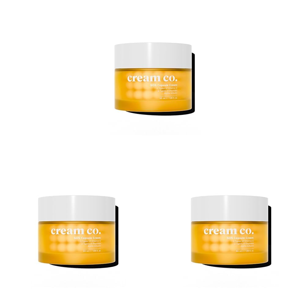 Cream Co. Leke Karşıtı Cilt Tonu Eşitleyici C Vitamini Nemlendirici Kapsül Yüz Kremi 50 ML, Tüm Cilt Tipleri (3 paketi)