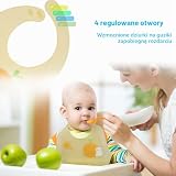 Vicloon Silikonowy śliniaczek dla niemowląt, 2 szt., z tacką na śliniaczki, 6 regulowanych przycisków, bez BPA, łatwe czyszczenie, wodoszczelne, dla niemowląt, chłopców i dziewczynek, niedźwiedź i