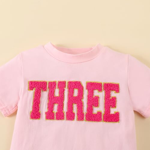 Toddler Baby Girls Birthday Shirt 2nd 3rd 4th Birthday Tshirt Two Three Four Bday Party Outfits Embroidery Tee Tops2