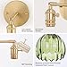 Shenmoyl Vintage Battery Operated Wall Sconce with Green Tulip Glass Lampshade 5000 mAh Rechargeable Battery Powered Wall Light with Remote Control for Bedside Bedroom Doorway, Set of 2