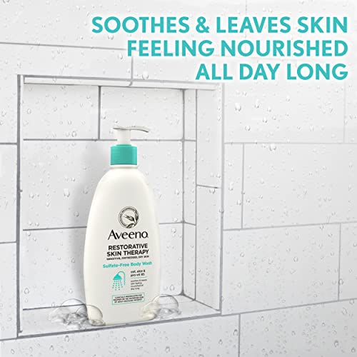 Aveeno Restorative Skin Therapy Sulfate-Free Body Wash For Sensitive, Distressed, Dry Skin, Gentle Cleanser With Oat, Formulated Without Parabens, Fragrances & Soaps #TOP2