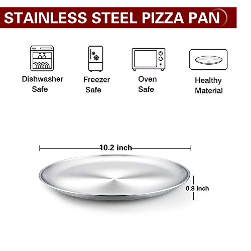 Teamfar Pizza Pan, 10 Inch Pizza Pan Stainless Steel Pizza Oven Pan Tray Round Pizza Baking Pan, Healthy & Durable, Dishwasher Safe & Easy Clean #TOP1