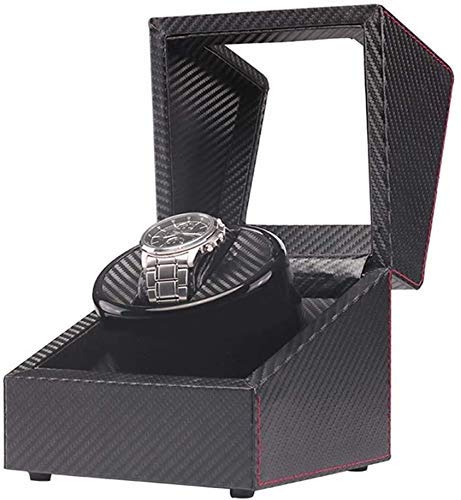 Watch Winder SXSGSM Modo de rotación automática enrollador de Reloj Unisex, Caja de Cuero de Madera Negra, Idea de Regalo Favorito navideño de Hombres maduros El Nuevo Watch Winder