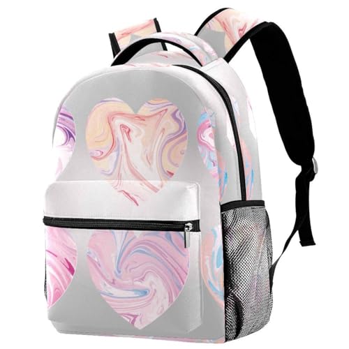 Sac à dos mignon cœurs marbrés 40cm à grande capacité pour femme
