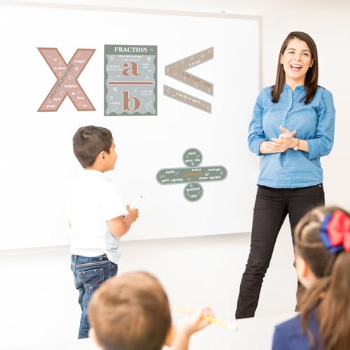 Image of Geyoga 15 Pcs Educational Math Posters Set for Elementary Mathematics Classroom Symbol Addition Subtraction Multiplication Division Fractions, Percentages Back to School for Ages 3-10(Neutral)
