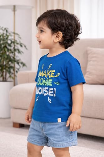 Image of BODYCARE Kids Inafant Placement Print Boys Round Neck Half Sleeves Cotton T-Shirt | Skin Friendly Regular Fit | Soft Breathable Fabric Comfortable & Durability | Pack of 1 | Mustard | Age 6-12 Months