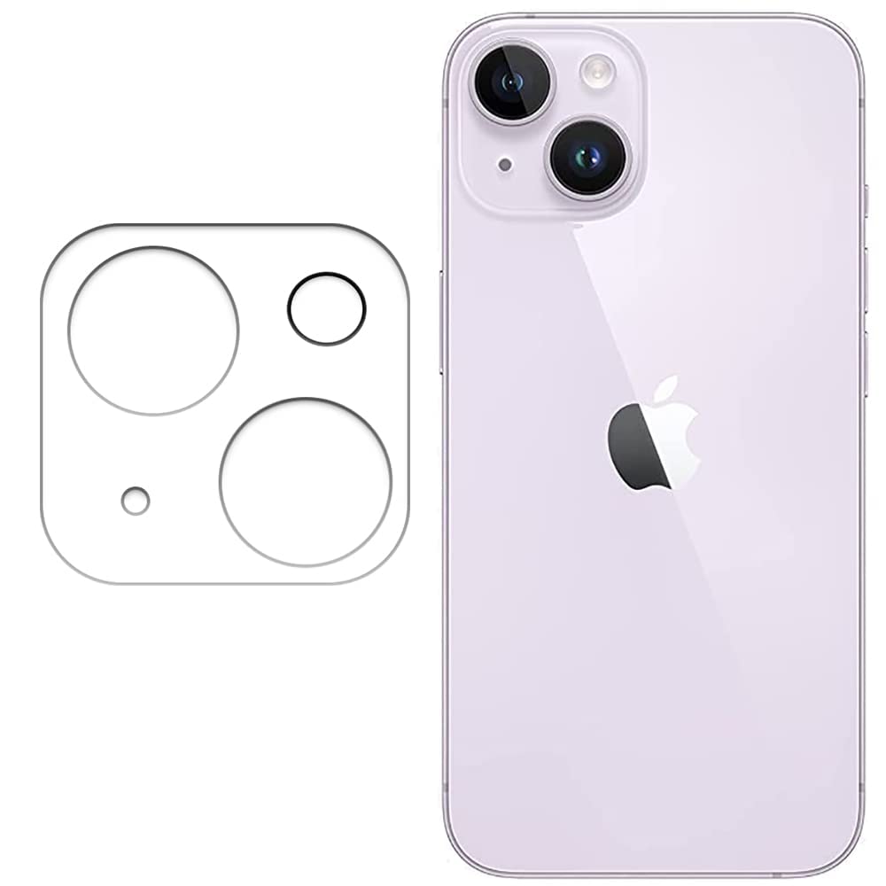 Tempered Glass Camera Lens Protector for iPhone 14 & 14 Plus | 9H Rated Hardness | Aviation Aluminium Camera Protection | 99.99% Transparent