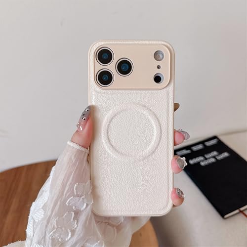 Coque cuir blanc de luxe pour iPhone 11 avec alignement magnétique
