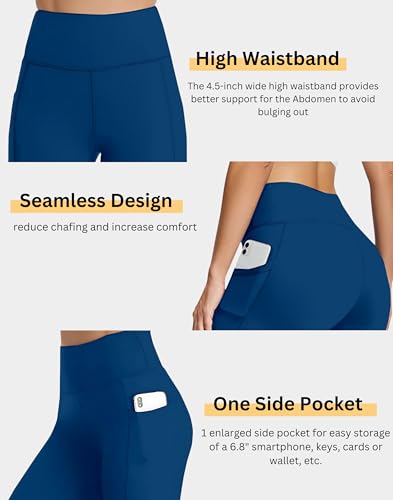 Image of Women's Polyester Stretchable Gym Shorts with Side Pockets High Waist Slim Fit Above Knee Length Activewear Tights Gym Fitness Cycling Running Yoga Shorts for Women