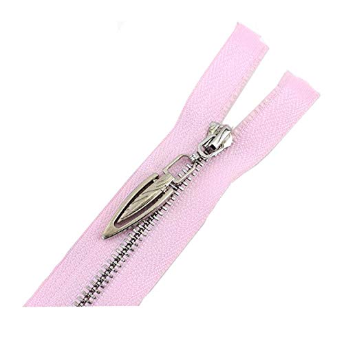 Nylon Closed End Zip,zippers, 2Pcs 20/30cm Close End 40 70cm Open End 3# Metal Zipper DIY Silver Tooth Coat Decoration Zip Garment Sewing Material Red,Open-End-50cm ( Color : Pink , Size : OpenEnd60cm