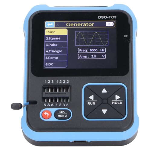 Jeffergarden Osciloscopio DSO TC3, Mini Osciloscopio Digital Portátil de Mano con Ancho de Banda de 500 Khz, Ideal para Estudiantes e Ingenieros en Ciencia y Reparación