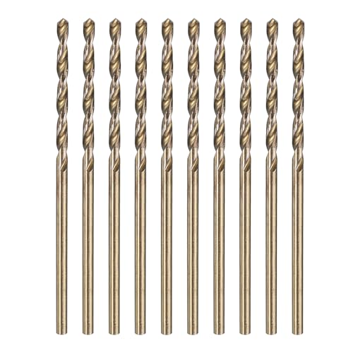 sourcing map 10pcs M35 Cobalt Twist Drill Bit 1.5mm(1/16") Dia High-Speed Steel Metric Drill Bit with Titanium Coating For Drilling Hard Metals, Stainless Steel, Alloy Steel, Cast Iron