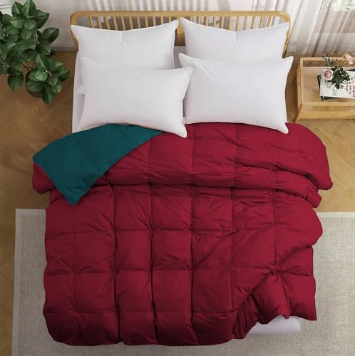 Image of Fluffy 600 GSM Winter Comforter Single Bed 60 inchX90 inch - 600 GSM Heavy Winter Quilt Microfiber Rajai /Duvet /Blanket Super Soft Single Size - Teal /Burgundy Color