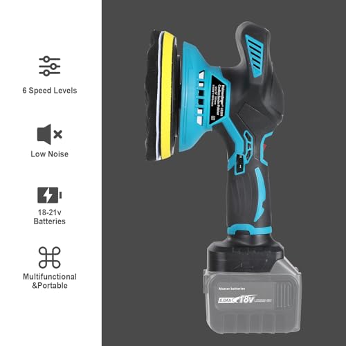 Cordless Car Polisher Kit Compatible with Makita 18V Battery- 6 Inch Orbital Buffer, 6-Speed Adjustable,Portable Waxing & Detailing Machine for Cars