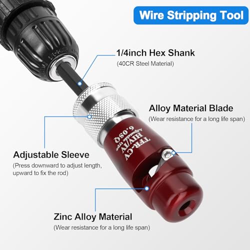 SUNJOYCO Wire Twister Tool for Drill, 2PCS Portable Electric Wire Stripping and Twisting Tool Set with 1/4in Hex Chuck - Thumbnail 3