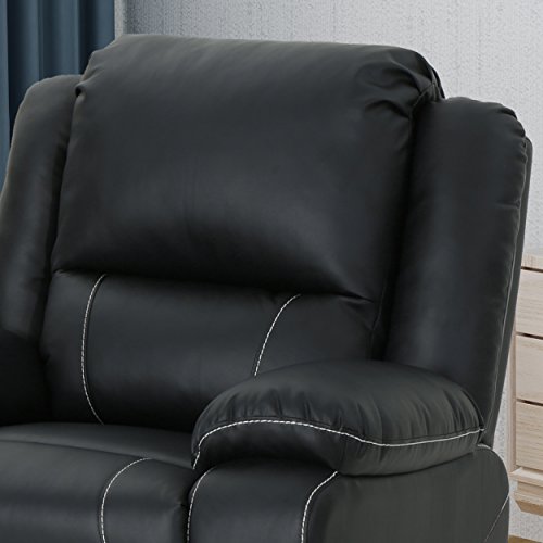 Great Deal Furniture Teresa Classic Tufted Leather Swivel Recliner, Black #TOP4