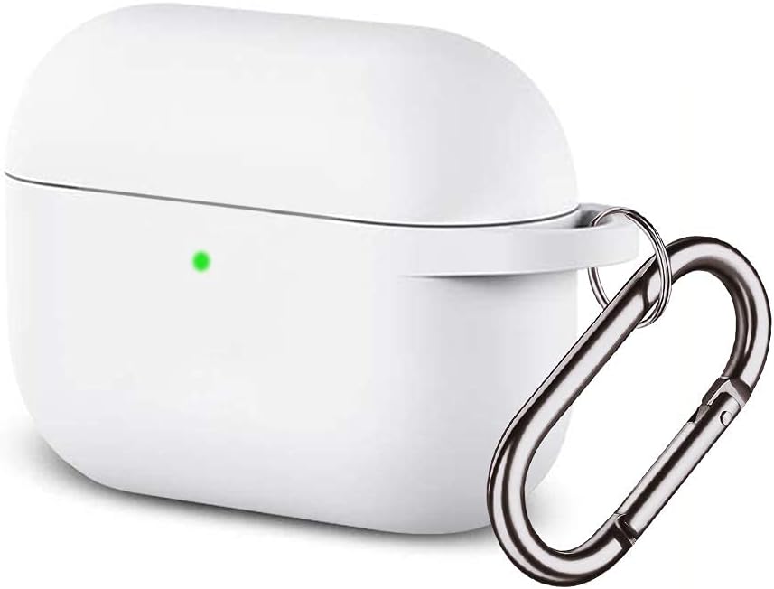 Protective Case Cover Compatible with Airpods Pro Charging Case,Visible Front LED Soft Slim Silicone Headphone Case with Anti-Lost Carabiner for The Air pods Pro/3