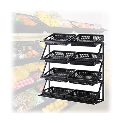Vielseitiger Küchen-Nizer – Surmarket Regal mit 8 Körben für Snacks, Bodenaufbewahrung, braun, Merchandiser, platzsparende Lösung für Zuhause und Büro